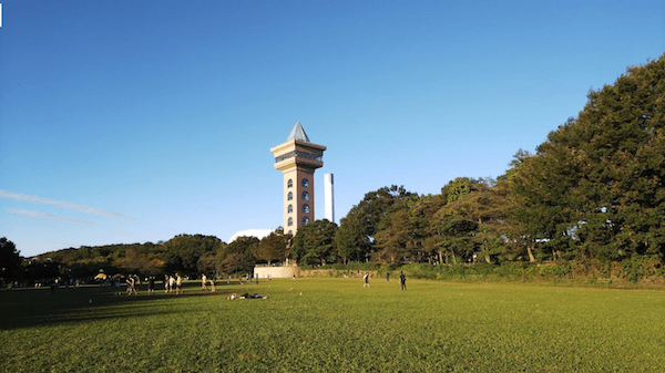 相模原麻溝公園にあるグリーンタワー付近の写真です。